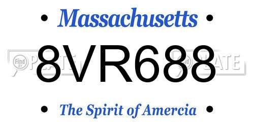 8VR688 Massachusetts License Plate