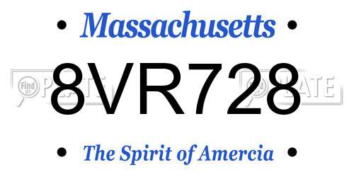 8VR728 Massachusetts License Plate