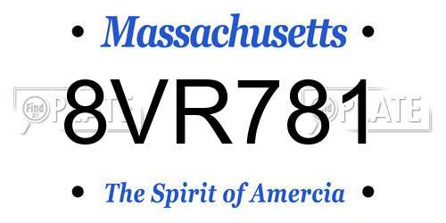 8VR781 Massachusetts License Plate