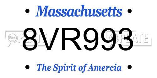 8VR993 Massachusetts License Plate