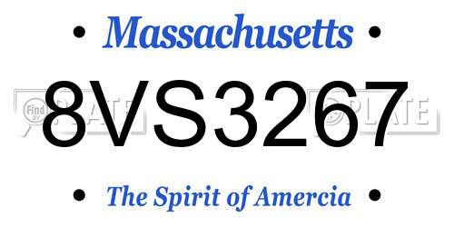 8VS3267 Massachusetts License Plate