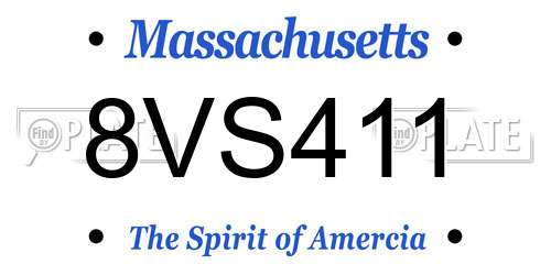8VS411 Massachusetts License Plate