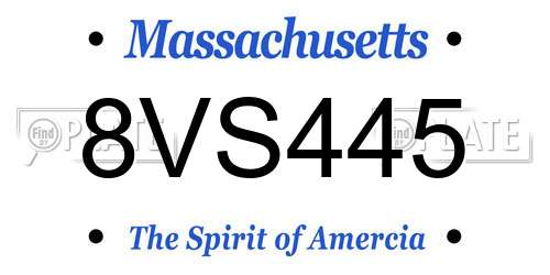 8VS445 Massachusetts License Plate