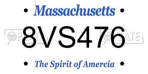 8VS476 Massachusetts License Plate