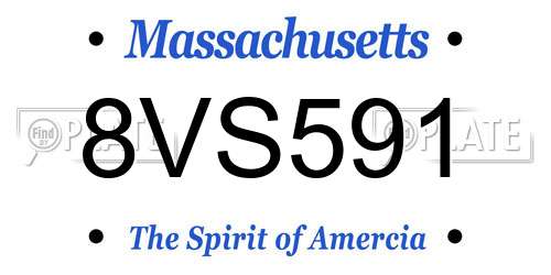 8VS591 Massachusetts License Plate