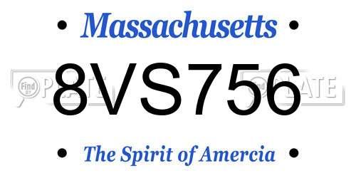 8VS756 Massachusetts License Plate