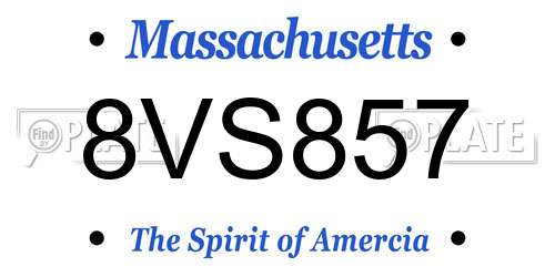 8VS857 Massachusetts License Plate