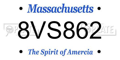 8VS862 Massachusetts License Plate