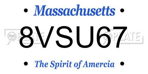 8VSU67 Massachusetts License Plate