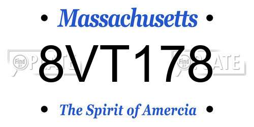 8VT178 Massachusetts License Plate