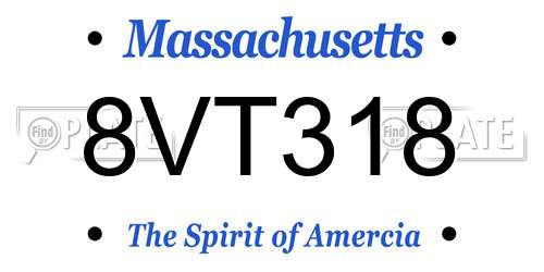8VT318 Massachusetts License Plate