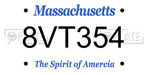 8VT354 Massachusetts License Plate