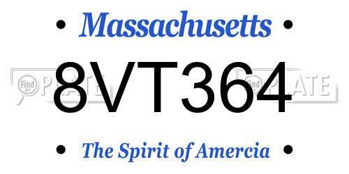 8VT364 Massachusetts License Plate