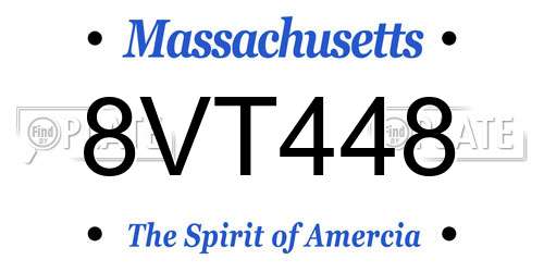 8VT448 Massachusetts License Plate