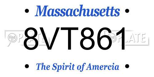 8VT861 Massachusetts License Plate
