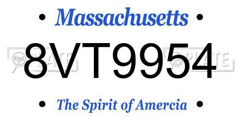 8VT9954 Massachusetts License Plate