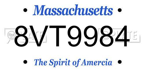 8VT9984 Massachusetts License Plate