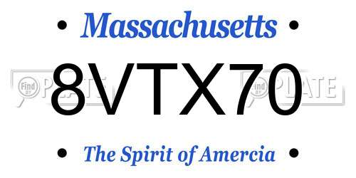 8VTX70 Massachusetts License Plate