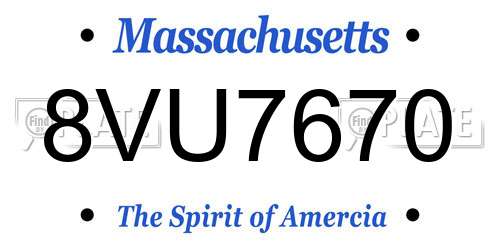 8VU7670 Massachusetts License Plate