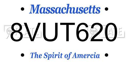 8VUT620 Massachusetts License Plate