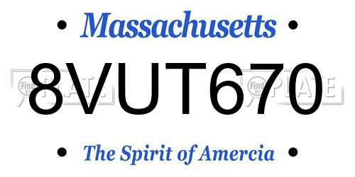 8VUT670 Massachusetts License Plate