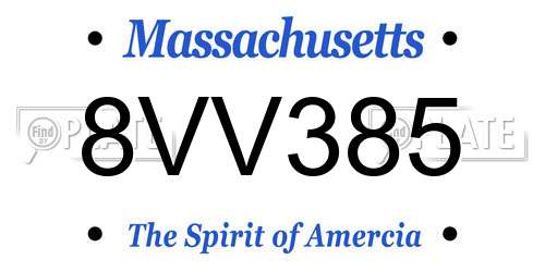8VV385 Massachusetts License Plate