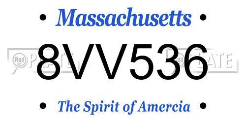 8VV536 Massachusetts License Plate