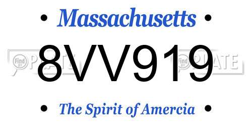 8VV919 Massachusetts License Plate