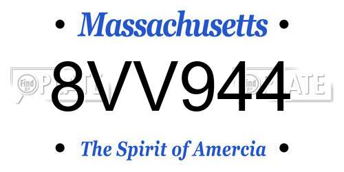 8VV944 Massachusetts License Plate