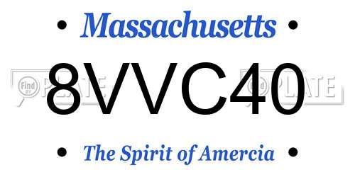 8VVC40 Massachusetts License Plate