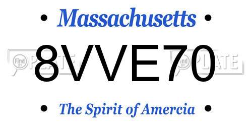 8VVE70 Massachusetts License Plate