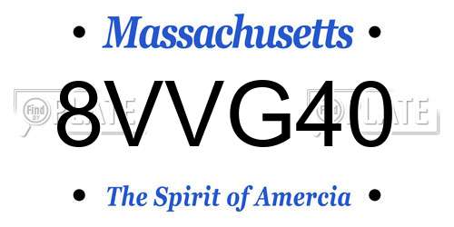 8VVG40 Massachusetts License Plate