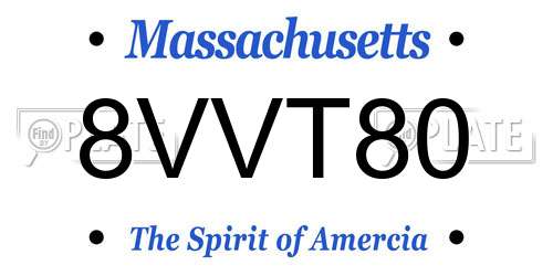 8VVT80 Massachusetts License Plate