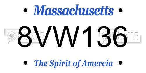 8VW136 Massachusetts License Plate