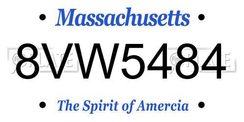 8VW5484 Massachusetts License Plate