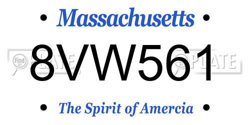 8VW561 Massachusetts License Plate