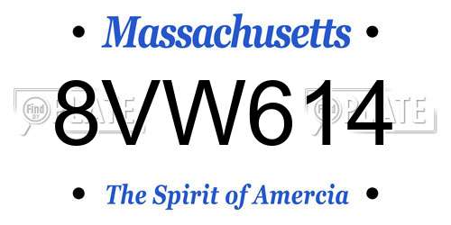 8VW614 Massachusetts License Plate