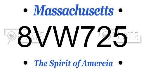 8VW725 Massachusetts License Plate