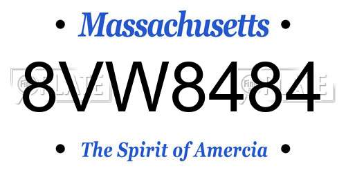 8VW8484 Massachusetts License Plate