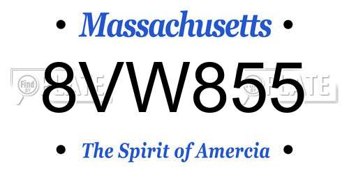 8VW855 Massachusetts License Plate