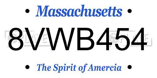 8VWB454 Massachusetts License Plate