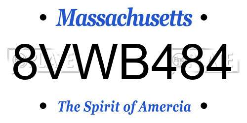 8VWB484 Massachusetts License Plate
