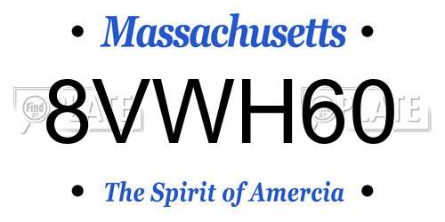 8VWH60 Massachusetts License Plate
