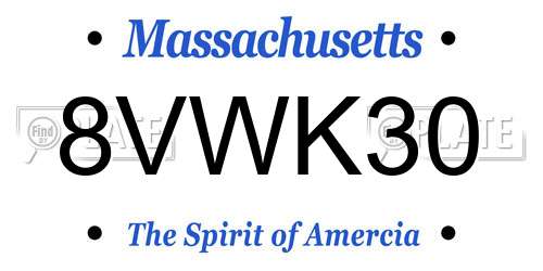 8VWK30 Massachusetts License Plate