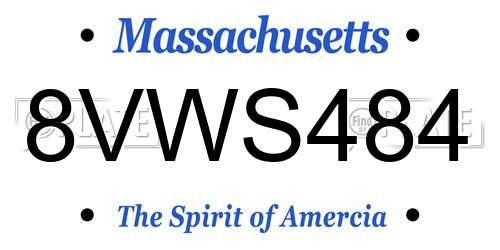 8VWS484 Massachusetts License Plate