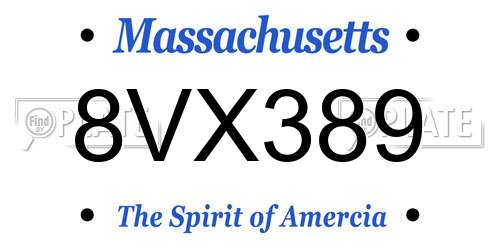 8VX389 Massachusetts License Plate