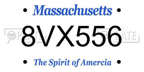 8VX556 Massachusetts License Plate