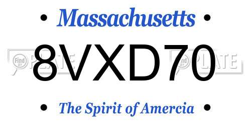8VXD70 Massachusetts License Plate