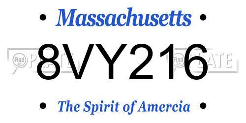 8VY216 Massachusetts License Plate