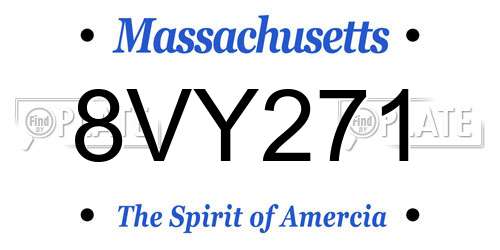 8VY271 Massachusetts License Plate